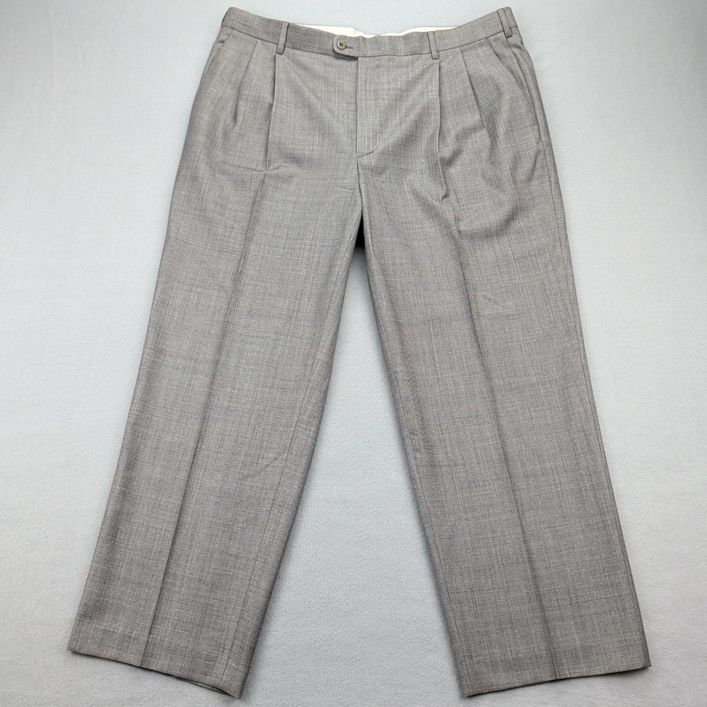 Zanella Dress Pants‎ Mens 40 Gray Bennett Wool Pleated Front Vitale Barberis - Picture 2 of 13